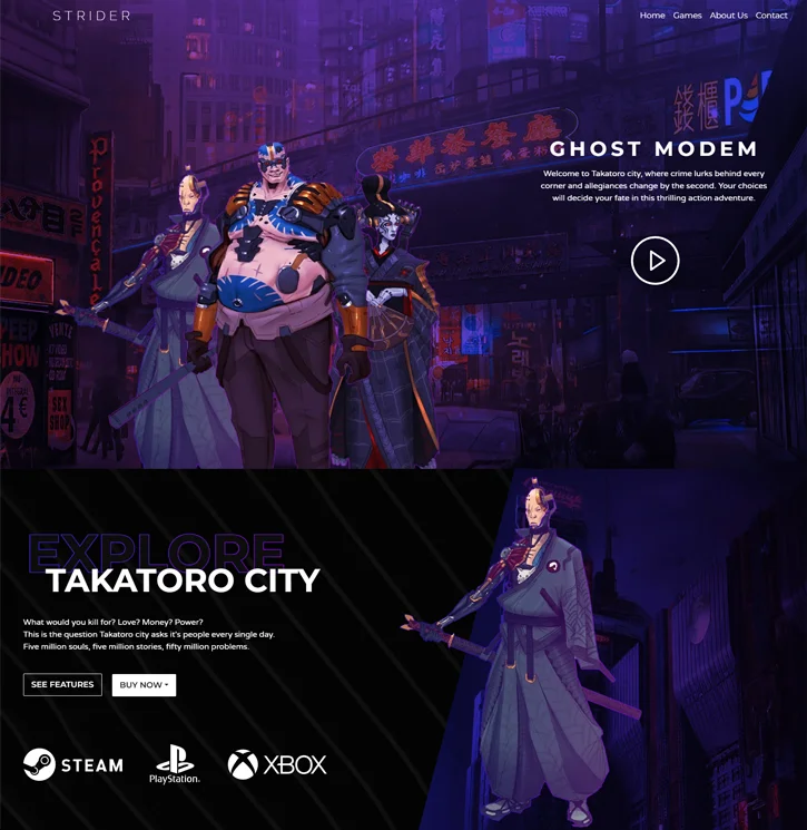 Alertwise Strider - Gaming Studio Template Preview