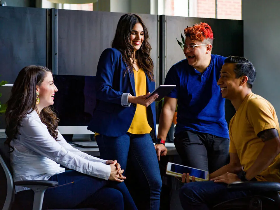 Members of the team socializing