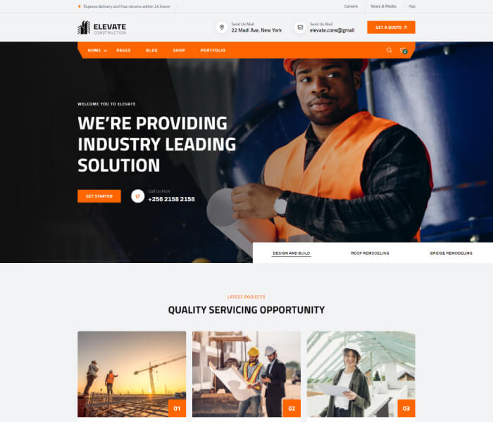Alertwise Elevate - Industrial and Construction Website Template Preview